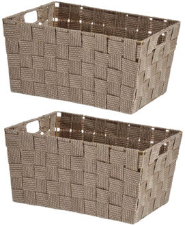 Kipit Kast/badkamer opbergmandjes - Set van 2x stuks - beige - 30 x 20 x 14 cm - opbergmanden