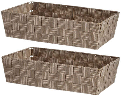 Kipit Kast/badkamer opbergmandjes - Set van 2x stuks - beige - 34 x 21 x 8,5 cm - opbergmanden