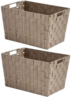 Kipit Kast/badkamer opbergmandjes - Set van 2x stuks - beige - 35 x 25 x 20 cm - 10 liter - opbergmandjes