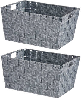 Kipit Kast/badkamer opbergmandjes - Set van 2x stuks - zilvergrijs - 30 x 20 x 14 cm - opbergmanden
