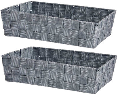 Kipit Kast/badkamer opbergmandjes - Set van 2x stuks - zilvergrijs - 34 x 21 x 8,5 cm - opbergmanden