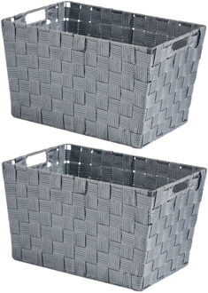 Kipit Kast/badkamer opbergmandjes - Set van 2x stuks - zilvergrijs - 35 x 25 x 20 cm - opbergmanden