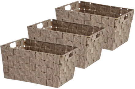 Kipit Kast/badkamer opbergmandjes - Set van 3x stuks - beige - 30 x 20 x 14 cm - opbergmanden