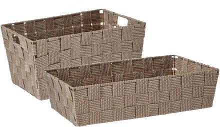 Kipit Kast/badkamer opbergmandjes set van 4x stuks beige in 2 formaten