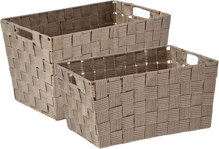 Kipit Kast/badkamer opbergmandjes set van 4x stuks beige in 2 formaten