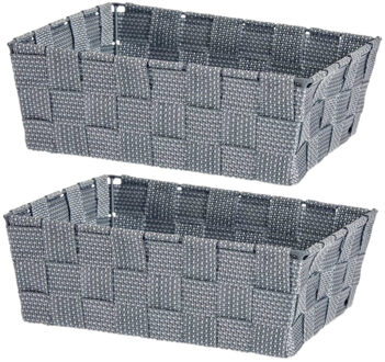 Kipit Kast/badkamer opbergmandjes - Set van 4x stuks - zilvergrijs - 24 x 20 x 8 cm - opbergmanden
