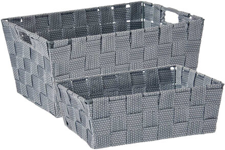 Kipit Kast/badkamer opbergmandjes set van 4x stuks zilvergrijs in 2 formaten