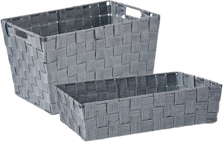 Kipit Kast/badkamer opbergmandjes set van 4x stuks zilvergrijs in 2 formaten