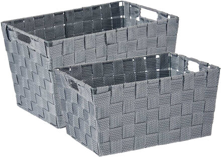 Kipit Kast/badkamer opbergmandjes set van 4x stuks zilvergrijs in 2 formaten