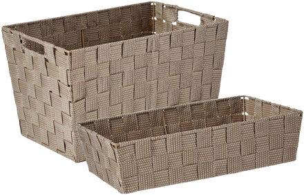 Kipit Kast/badkamer opbergmandjes set van 5x stuks beige in 2 formaten