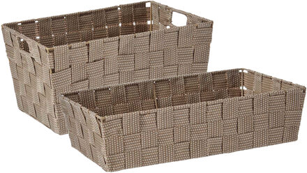 Kipit Kast/badkamer opbergmandjes set van 5x stuks beige in 2 formaten