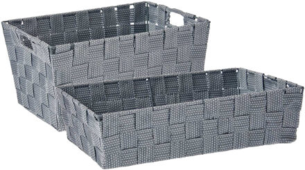 Kipit Kast/badkamer opbergmandjes set van 5x stuks zilvergrijs in 2 formaten