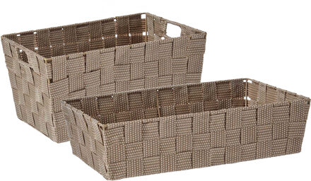 Kipit Kast/badkamer opbergmandjes set van 6x stuks beige in 2 formaten