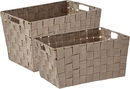 Kipit Kast/badkamer opbergmandjes set van 6x stuks beige in 2 formaten