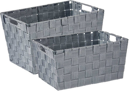 Kipit Kast/badkamer opbergmandjes set van 6x stuks zilvergrijs in 2 formaten