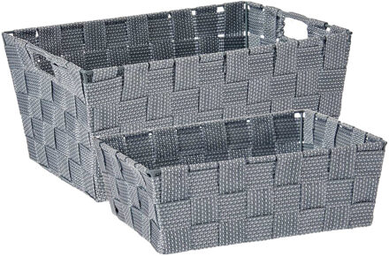 Kipit Kast/badkamer opbergmandjes set van 8x stuks zilvergrijs in 2 formaten