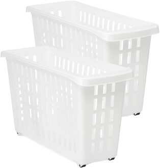 Kipit keukentrolley organizer op wieltjes - 2x - wit - kunststof - kast organizer - 46 x 17,5 x 26 cm