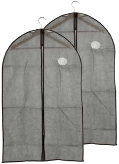 Kipit Kledinghoes - 2x - met kijkvenster - grijs - 60 x 100 cm - kledingzak