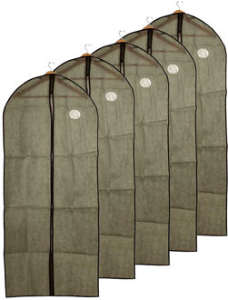 Kipit Kledinghoes - 5x - met kijkvenster - grijs - 60 x 137 cm - kledingzak