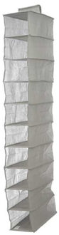Kipit Kledingkast organizer - 10 vaks - grijs - 15 x 28 x 118 cm - ruimtebesparend/hangend