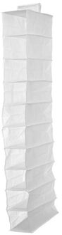 Kipit Kledingkast organizer - 10 vaks - wit - 15 x 28 x 118 cm - ruimtebesparend/hangend