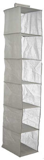 Kipit Kledingkast organizer - 6 vaks - grijs - 25 x 25 x 138 cm - ruimtebesparend/hangend