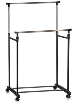 Kipit Kledingrek - mobiel - dubbele stang - 80 cm - Kledingrekken Zwart