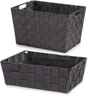 Kipit Opbergmandjes - set 5x stuks - 2 formaten - zwart - kast en badkamer