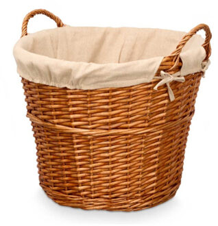 Kipit Rieten opberg mand - gevlochten riet - bruin - 51 x 45 x 28 cm - met hengsels