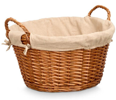 Kipit Rieten opberg mand - gevlochten riet - bruin - 51 x 45 x 28 cm - met hengsels