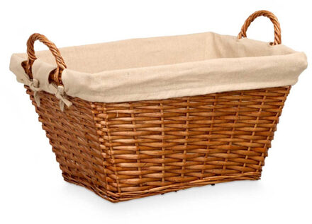 Kipit Rieten opberg mand - gevlochten riet - bruin - 52 x 35 x 30 cm - met hengsels