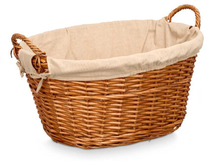 Kipit Rieten opberg mand - gevlochten riet - bruin - 60 x 48 x 35 cm - met hengsels