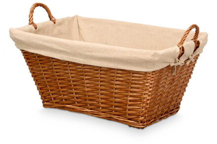 Kipit Rieten opberg mand - gevlochten riet - bruin - 65 x 43 x 35 cm - met hengsels