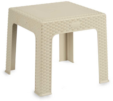 Kipit Rotan bijzettafeltje/plantenverhoger creme/beige 42 cm hoog voor binnen/buiten