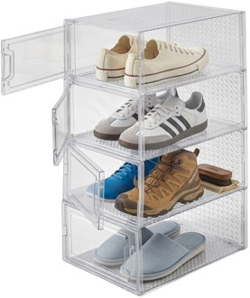 Kipit Schoenenrek - wit - 4 niveaus - 33 x 23 x 14 cm - stapelbaar