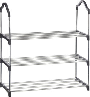 Kipit Schoenenrek - zwart - 3 niveaus - 39 x 15 x 60 cm - opbergrek