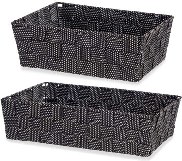 Kipit Set van 4x stuks Kast/badkamer opbergmandjes zwart in 2 formaten