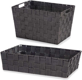 Kipit Set van 4x stuks Kast/badkamer opbergmandjes zwart in 2 formaten