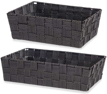 Kipit Set van 6x stuks Kast/badkamer opbergmandjes zwart in 2 formaten