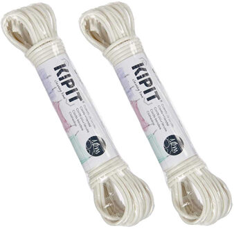Kipit Waslijn - 2x - 10 meter - PVC - wit - drooglijn / waslijndraad
