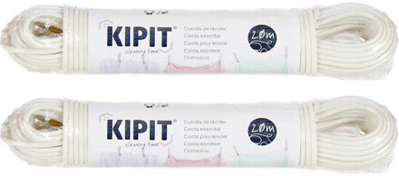 Kipit Waslijn - 2x - 20 meter - PVC - wit - drooglijn / waslijndraad