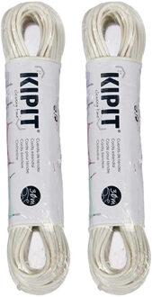 Kipit Waslijn - 2x - 30 meter - PVC - wit - drooglijn / waslijndraad