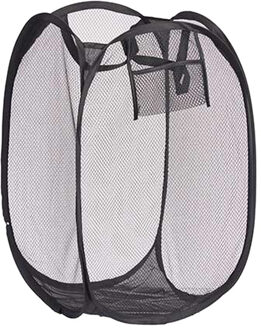 Kipit Wasmand flexibel/opvouwbaar - zwart - kunststof - 33 x 33 x 58 cm - 60 liter - Wasmanden