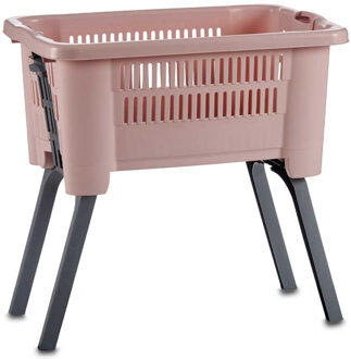 Kipit Wasmand op poten - oudroze kunststof - 25 liter - 60 x 40 x 30 cm