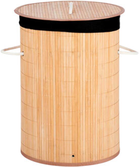 Kipit Wasmand van bamboe - 50 liter - 35 x 50 cm - met deksel - met binnendoek