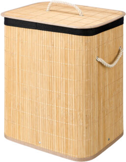 Kipit Wasmand van bamboe - zwart / bruin - 60 liter - 40 x 30 x 50 cm - met deksel