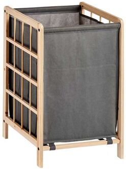 Kipit Wasmand Woodbox - met opvang waszak - 50 liter compartiment - 40 x 33 x 60 cm - Wasmanden Grijs