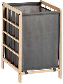 Kipit Wasmand Woodbox - met opvang waszak - 50 liter compartiment - 40 x 33 x 60 cm