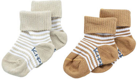 KipKep Stay-On Socks 2-Pack Party Camel en Sand Organic Beige - van 6 - 12 maanden