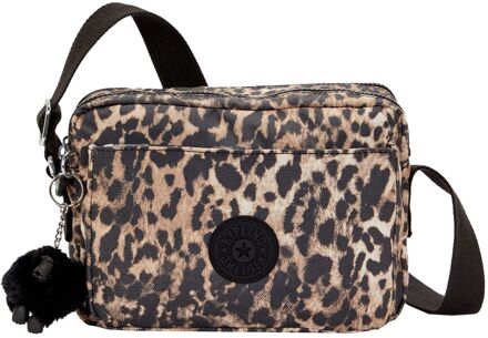 Kipling Abanu crossbody tas M wild leopard Bruin